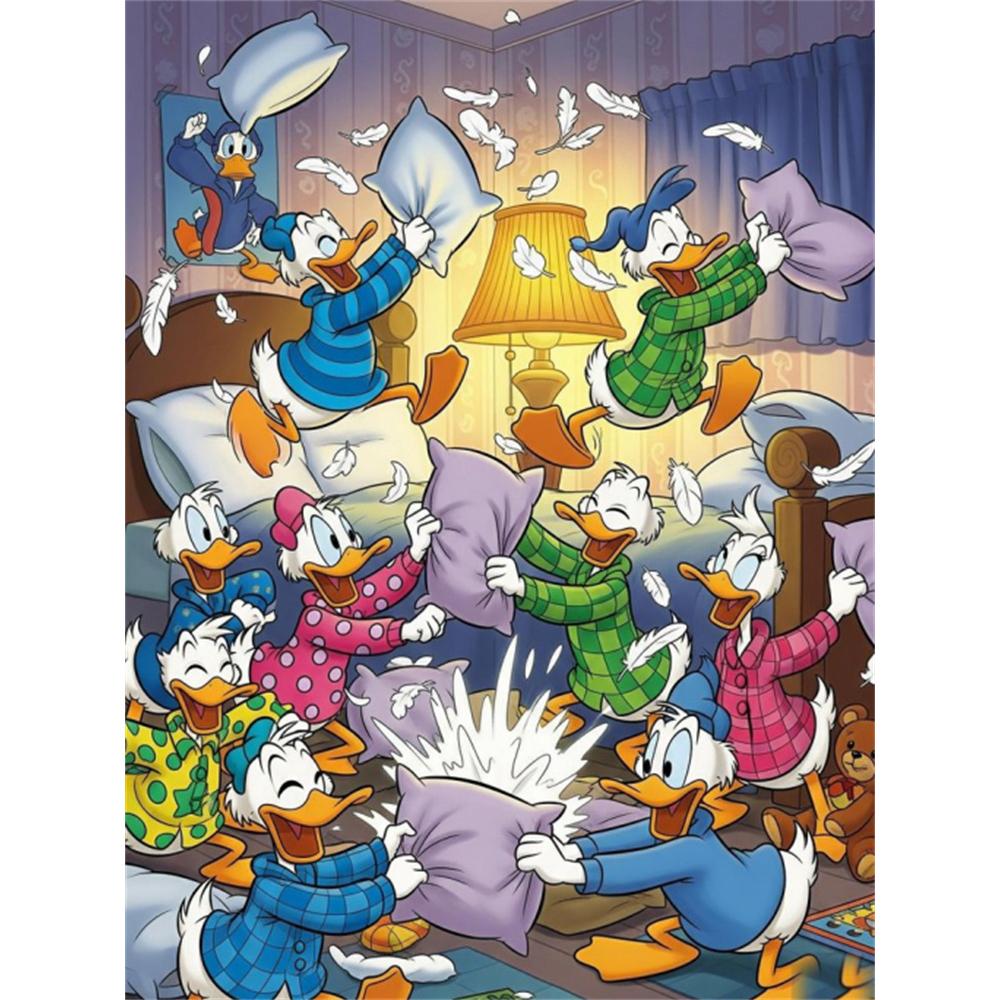 

Disney Diamond Painting Classic Donald Duck Illustration, 5D DIY Full Round Diamond Mosaic Cartoon Embroidery Art Painting for Home Decoration Round 20x30cm