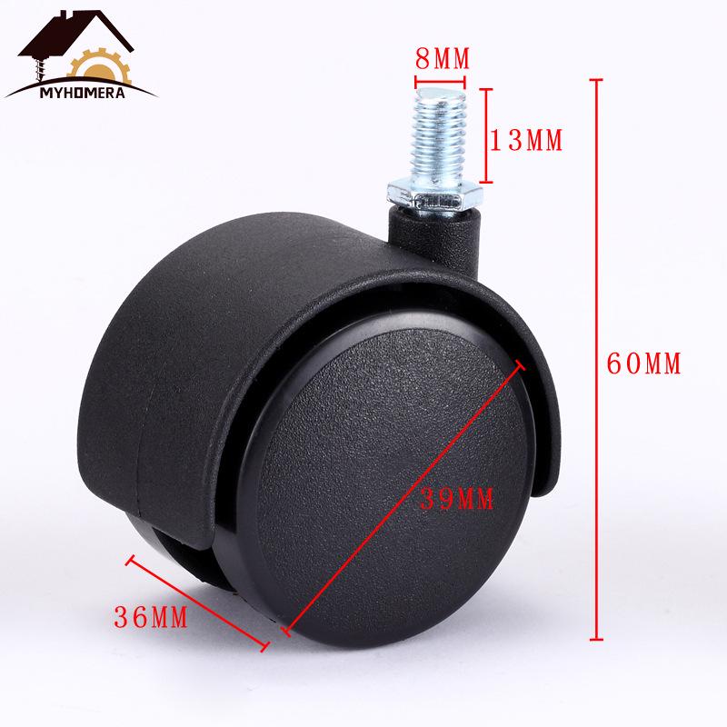 2-calowe Ciche Kółka do Krzeseł Obrotowych - Uniwersalne Rolki do Krzeseł Komputerowych