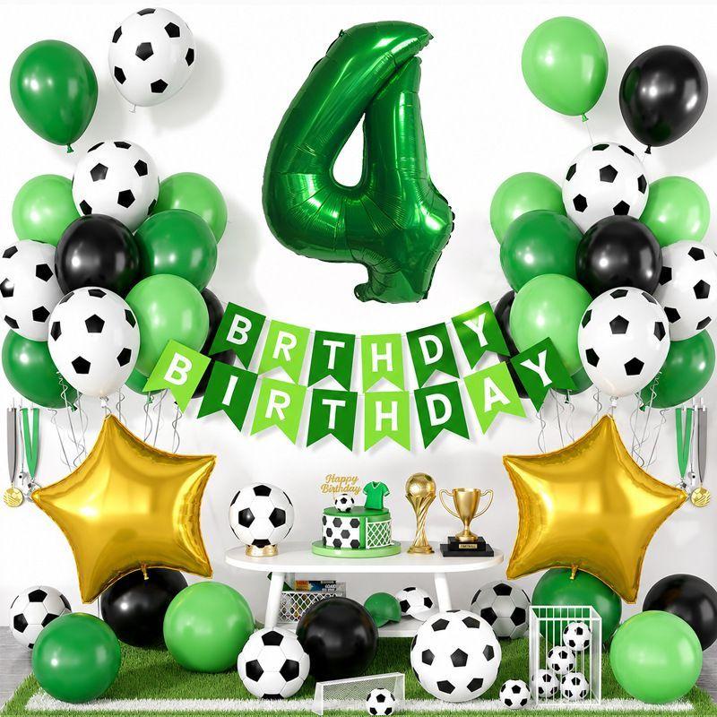 Fußball-Thema Geburtstag Zahl Aluminiumfolien-Ballonset für Kindergeburtstagsparty Dekorationen