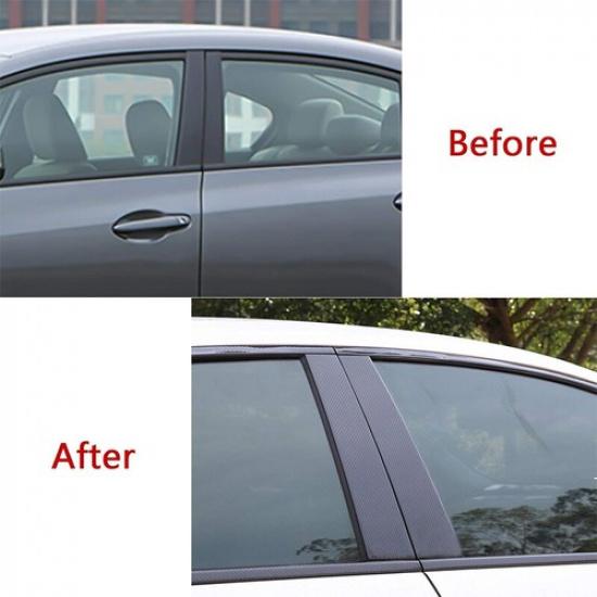 6pcs Carbon Fiber Pillar Posts For Honda Civic 2006~2011 Set Door Trim Cover Kit