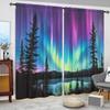Artistic Panels Northern Lights Sky Semi Curtain Half Suitable Home Decorative Curtains Blackout Made Of Polyester