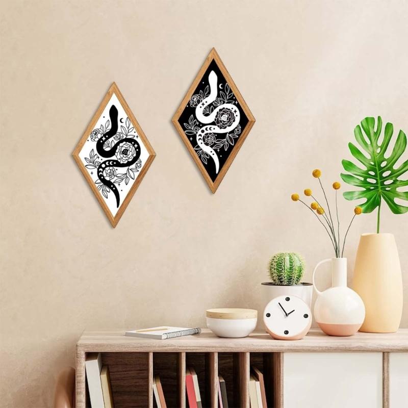 Set of 2 Wall Decors Wood Florals Snake Wall Hangings Sculpture for Apartment Livingrooms Bedroom Halloween Decors