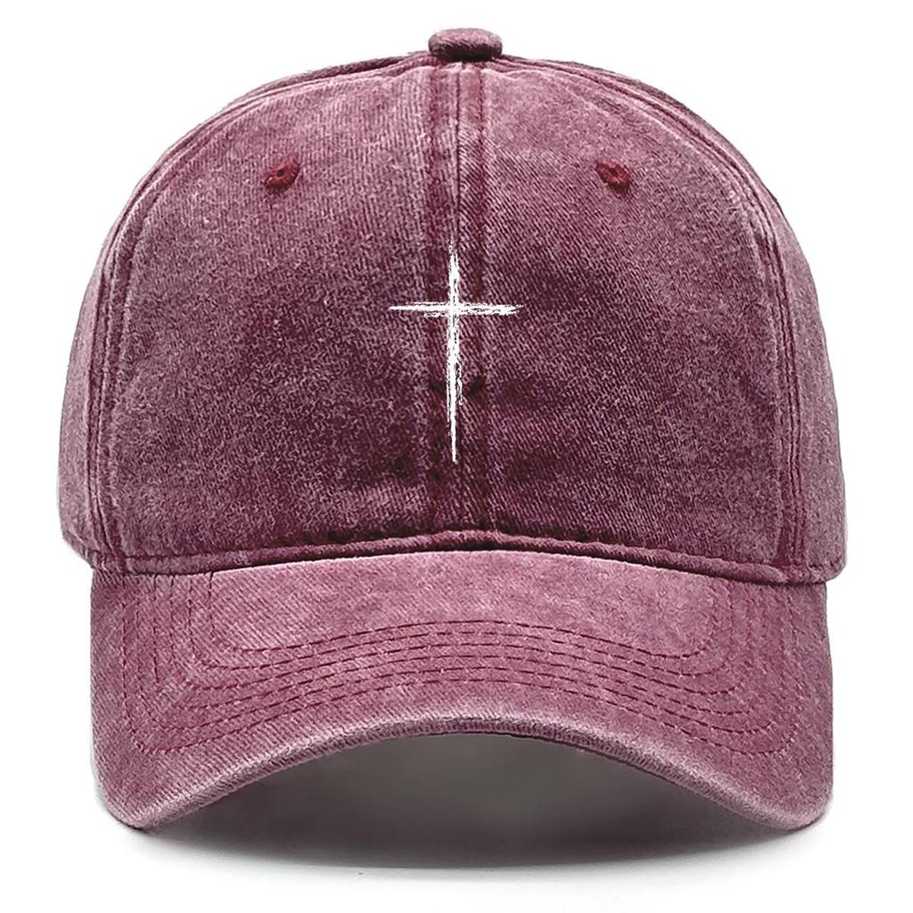 Pure White Cross Print Snapback Baseball Hat, Trucker Hat Leisure Hip Hop Raw Brim Simple Snapback Sun Hat