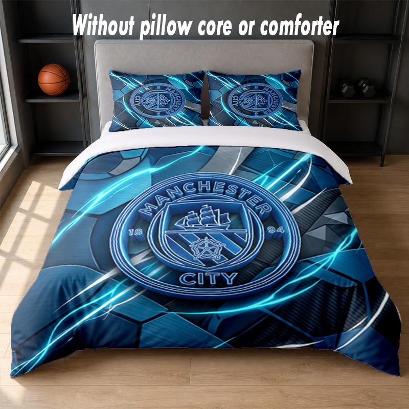 Ensemble de literie Manchester City 1 housse de couette + 2 taies d'oreiller Linge de lit doux et respirant pour la maison