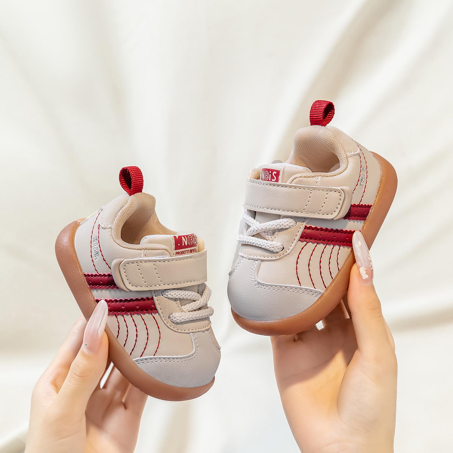 

2025 Autumn Breathable Anti-slip Baby Girl & Boy Soft Sole Prewalker Shoes Size 16: Inner 11.8cm for 11.3cm foot красный