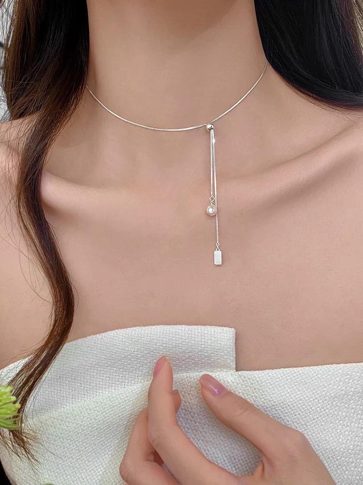 Минималистичное геометрическое жемчужное ожерелье - Высококачественный универсальный женский чокер