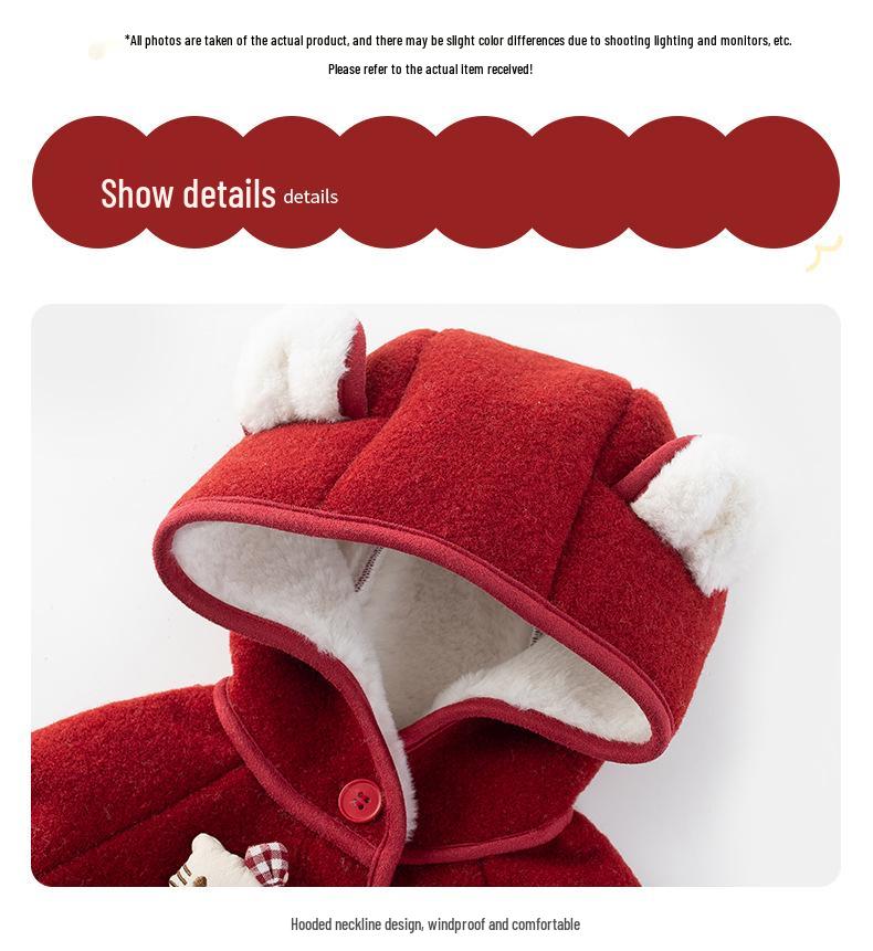 Girls' Fleece-Lined Hooded Jacket - Autumn/Winter 2025 Style, Thick Lambswool, Children's Winter Coat.