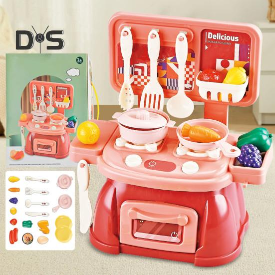 Kids Kitchen Play Set with 30Pcs Pretend Toys Role-playing Kitchen Set Develop Hands-On Skills Cooking Simulation Toys for Kids