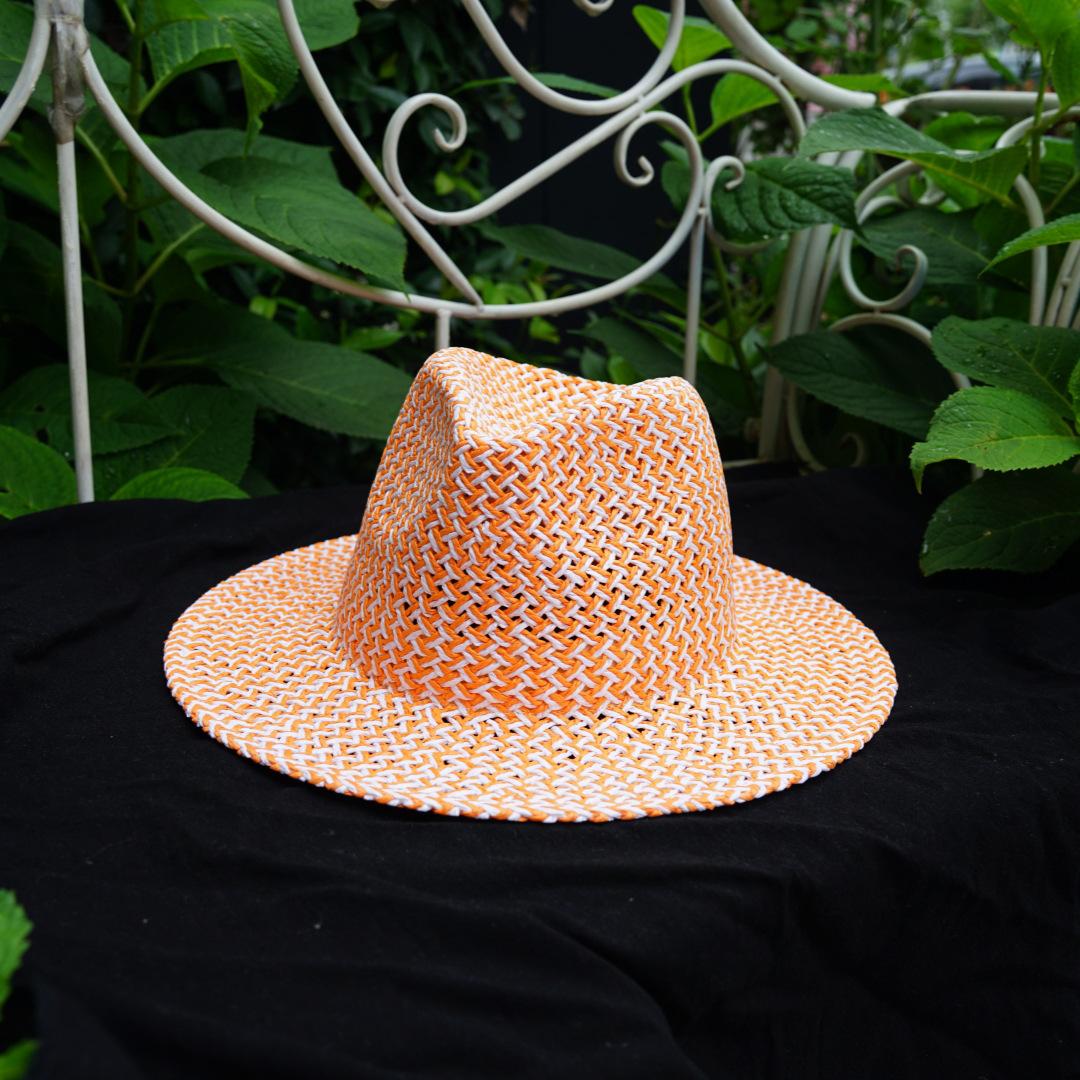 

Korean Version Of Casual Girl Pink Woven Flat Top Top Hat Women S Summer Sunshade Sunscreen Travel Vacation Beach Straw Hat M（56-58cm）