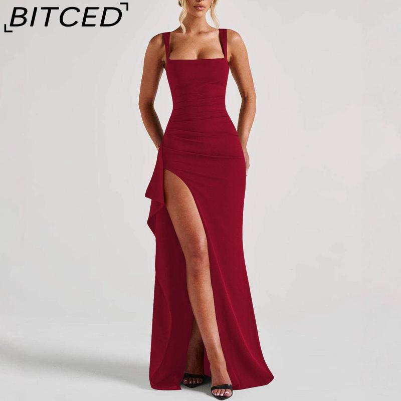 BITCED Women's Evening Gown Long Dress Summer Fashion Sexy Strapless Backless High-Slit Dress