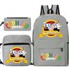 Cartoon Teacup Head Cuphead Student School Bag Backpack Three-piece Set Children's Shoulder Bag Pencil Bag