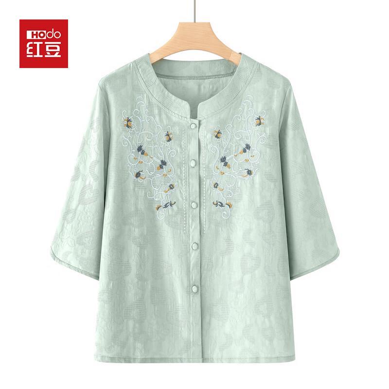 Hodo Senior New Chinese Style Cotton-Linen Short-Sleeve Top & Set XL