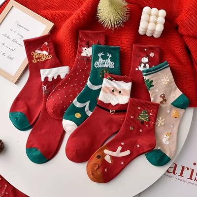 10 Pairs Of Christmas Socks, Cute Socks, Men's Winter Cartoon Elk Socks, Ideal Choice for Gifts