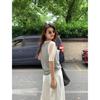 Korean chic chic design sense knitted ice silk short-sleeved t-shirt women's summer unique super good-looking two-piece top