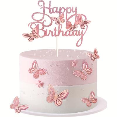 13pcs Butterfly Cake Toppers Glitter Happy Birthday Cake Topper Set 3D Butterfly Cake Decoration for Wedding Anniversary Birthday Party Party Supplies