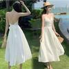Vestido de Verano Blanco Cuadrado French First Love para Mujer - Cintura Entallada, Elegante Falda Larga