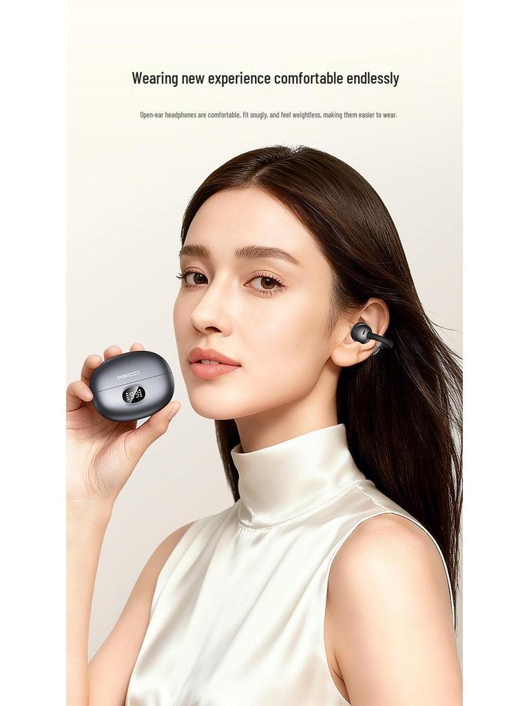 Recci REP-W101 True Wireless Bluetooth Earphones with Ear-Clip & Digital Display