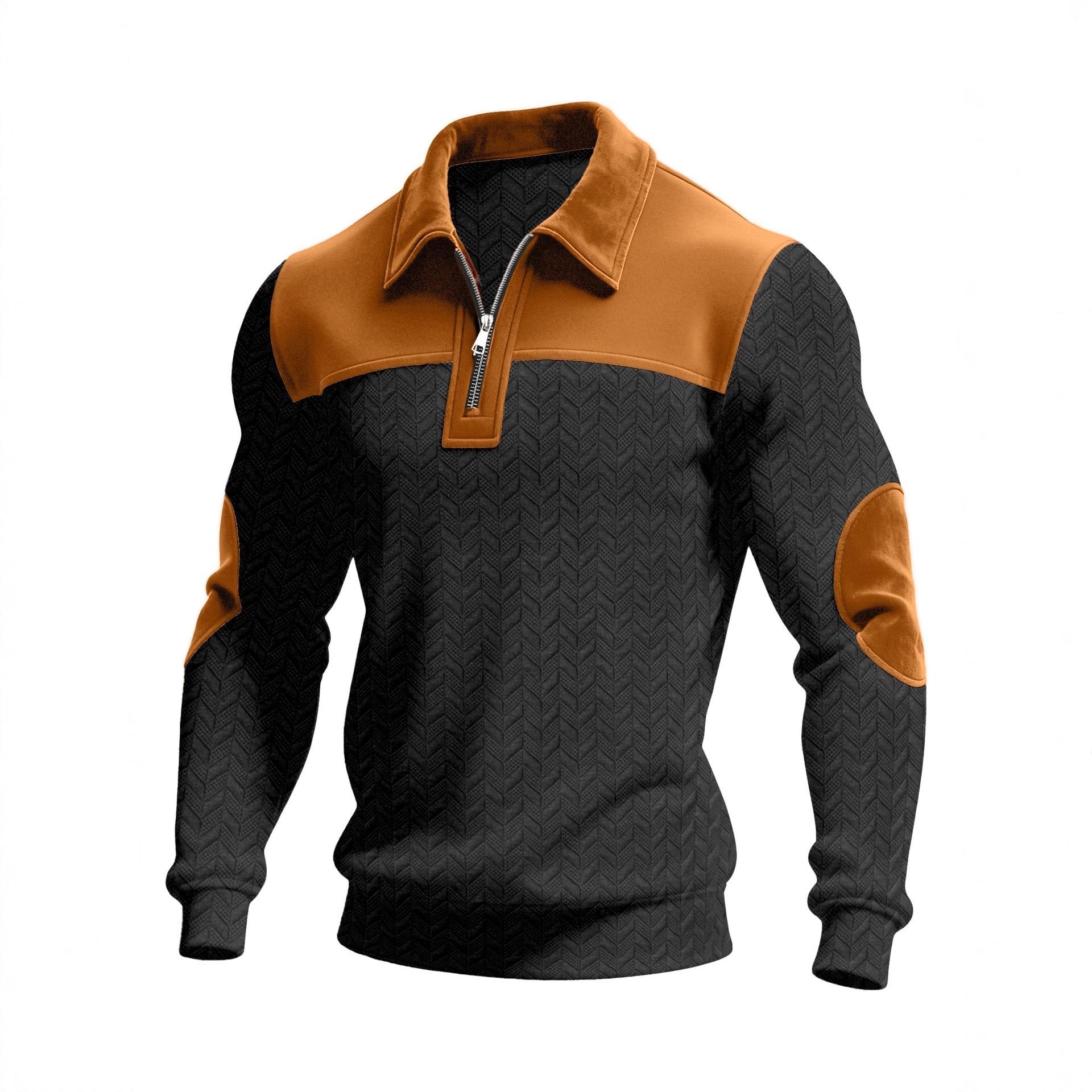 2026 Men s Fashion Solid Color T-Shirt Men s Personalized Versatile Long-Sleeved Polo Shirt Casual Men s T-Shirt S чёрный