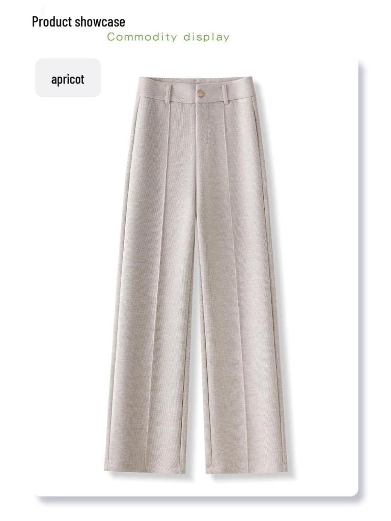 2024 Women's High-Waisted Wool Wide-Leg Pants: Autumn/Winter Slimming Casual Trousers