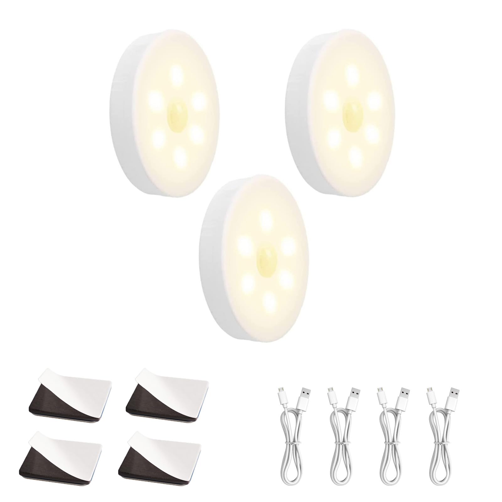 

Iseebiz Motion Sensor Indoor Automatic Night Auxiliary USB Power Outage for Warm Light, Footlight, Light, Light, Rechargeable, Protection, Hallways, білий