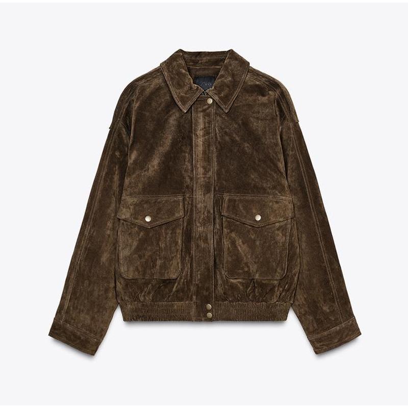 

Весеннее женское пальто High Street, однотонное, с большим карманом, длинным рукавом, на молнии, женское пальто 2025 года, мода, отложной воротник, свободная женская верхняя одежда S коричневый