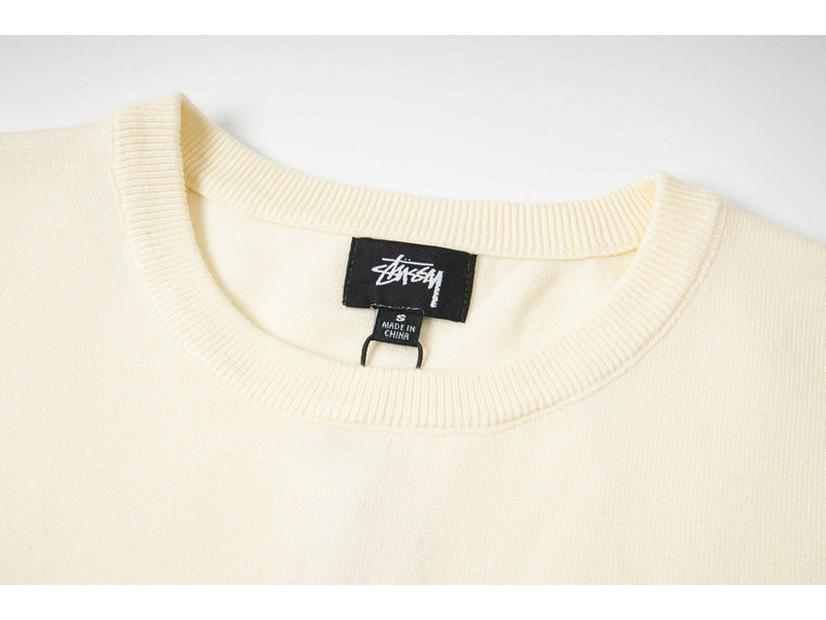 European & American Stüssy Arc Pattern Jacquard Round Neck Knit Sweater for Couples