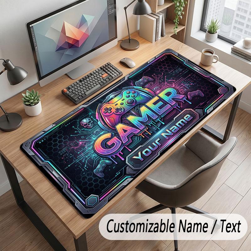 City Cyberpunk Theme Customized Mouse Pad Personalized Print Name Text Desk Mat For Home Office Table Decor