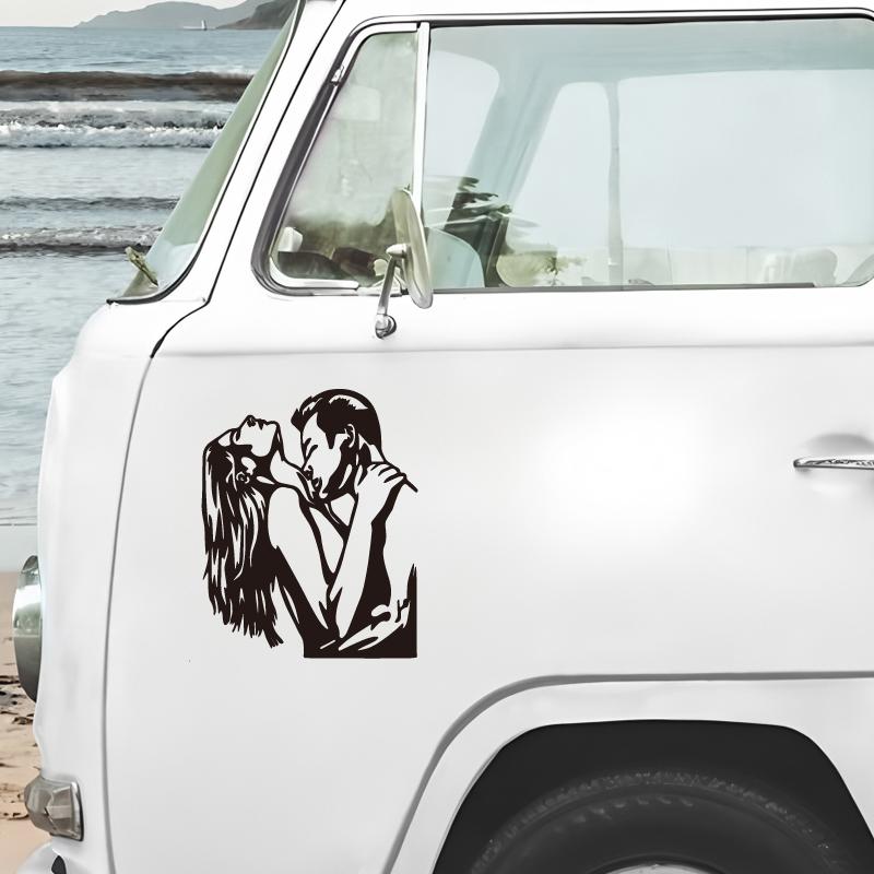 Romantic Kiss Silhouette, Kiss At Midnight, Imported PVC Work, Depicting a Couple Kissing, Suitable for Valentine's Day Decals