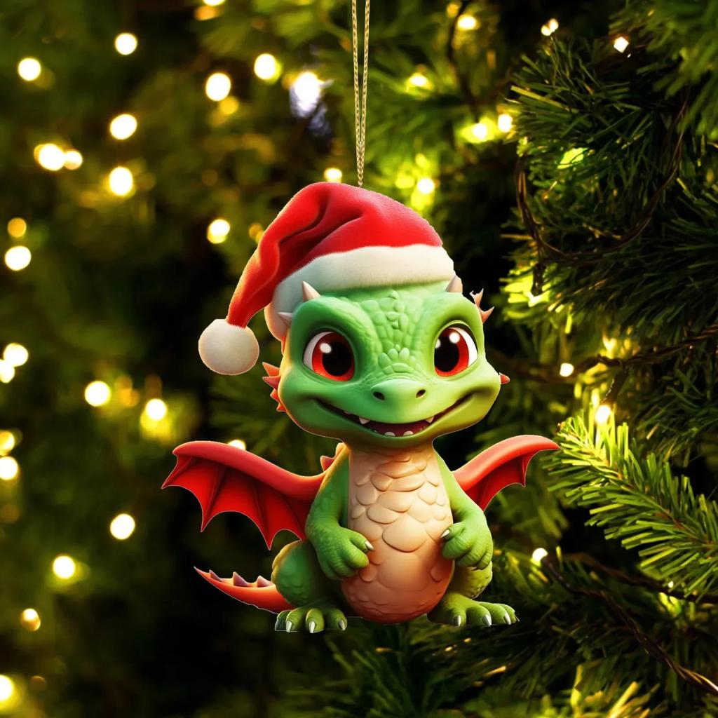 New Year Christmas Dragon Baby Egg Acrylic Christmas Hanging Creative Ornament Christmas Tree Hanging Ornament Pendant Gift