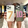 Color Phone Case For iPhone 17 16E 16 11 15 14 Pro MAX 12 13 MINI 7 8 Plus XR SE Silver IMD Cover Fashion Number 7-10 Football