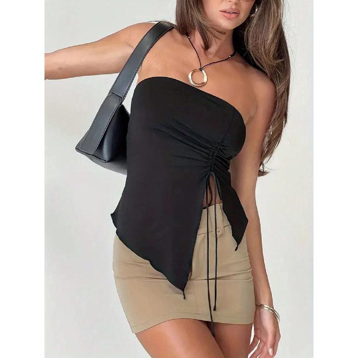 New Summer Casual Temperament Slim Fit Sexy Vest T-Shirt Sleeveless Suspender Versatile Top Strapless Women