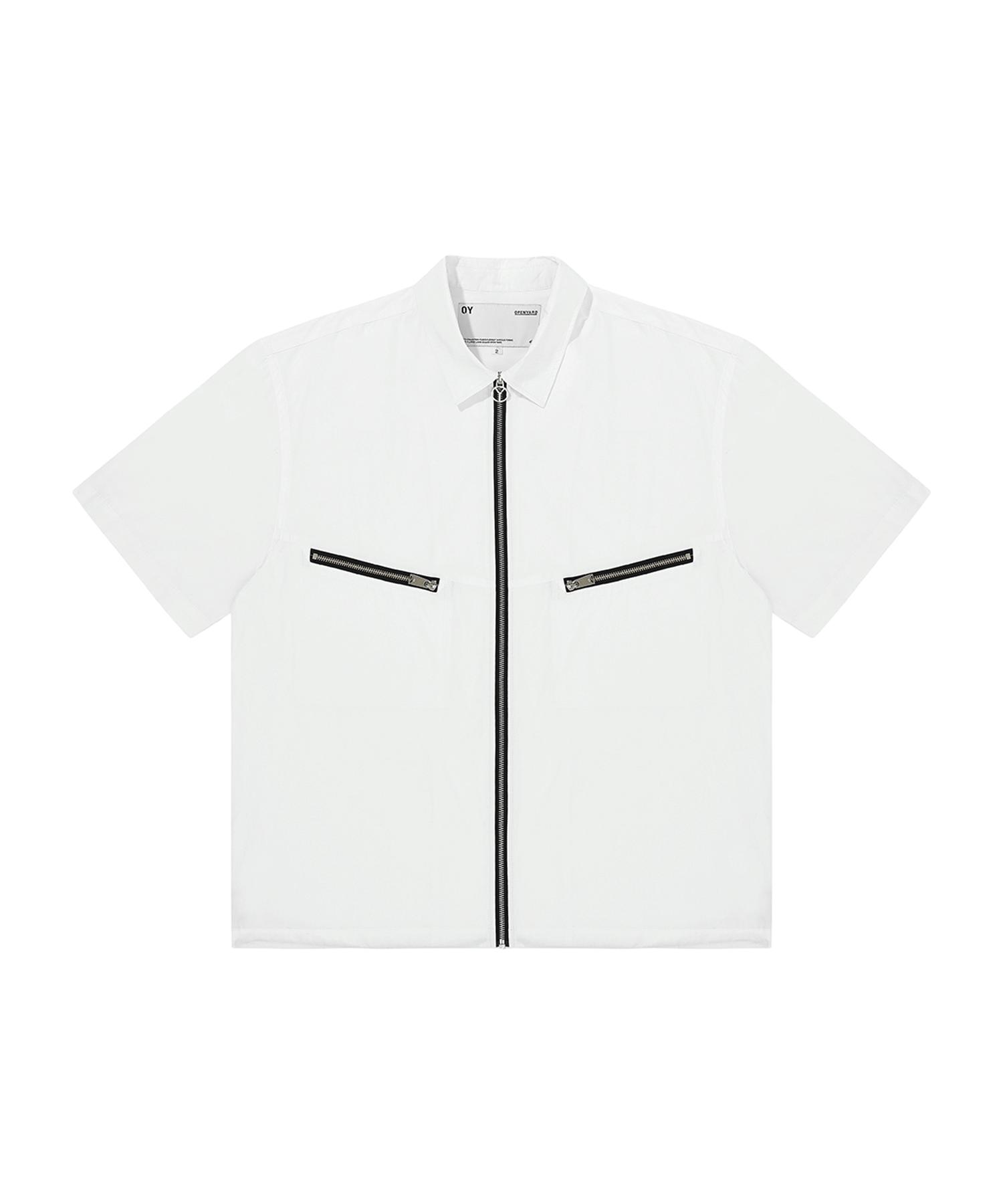 Oy V Zipper Pockets Half Shirts-White White/2 Size