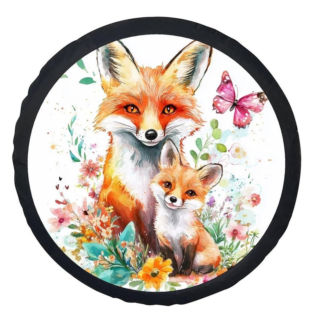 1pc Cute Fox Themed Tire Cover Wheel Cover, Trendy Universal Wheel Cover Tire Cover Wheel Protection Cover, Suitable For Most Ca