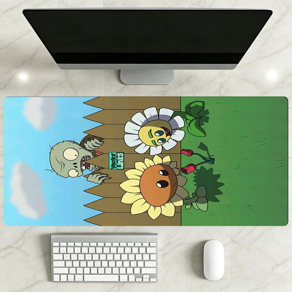 Plants Vs. Zombies Large Mouse Pad Keyboard Pad Desktop Mouse Pad Non-Slip Rubber Base Office Desk Accessory