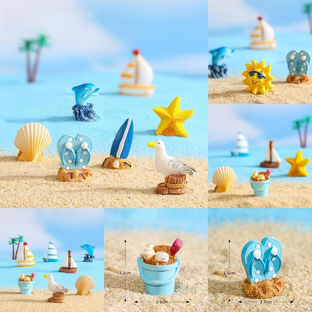 Charmantes Harz Surfbrett Segelboot Möwe Muschel Stranddeko Miniaturen Modern