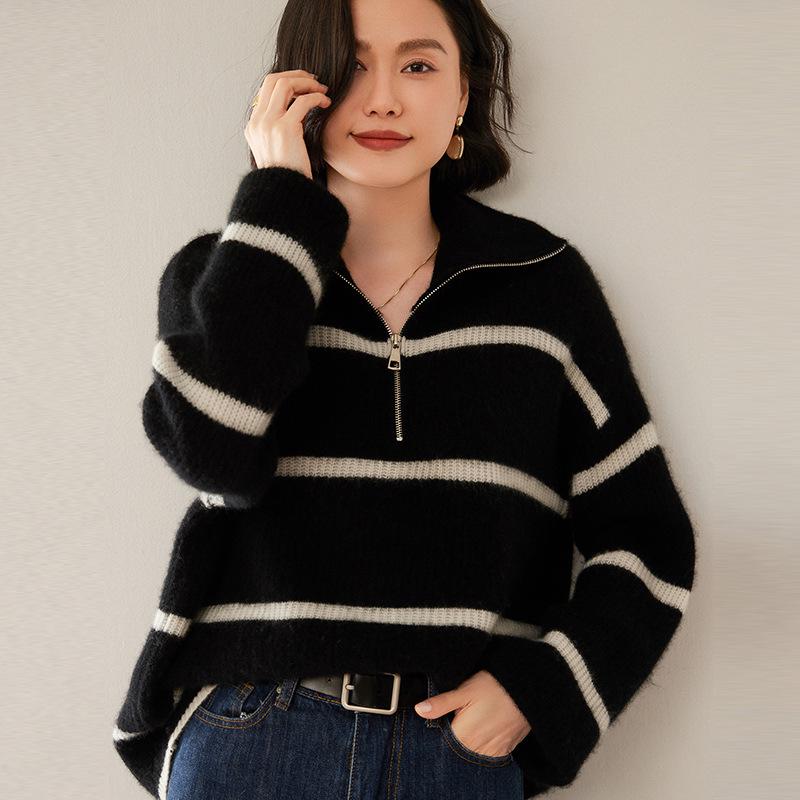 Women's Thickened Cashmere POLO Sweater - Light Luxury, Soft Knit, Loose Fit for Autumn/Winter