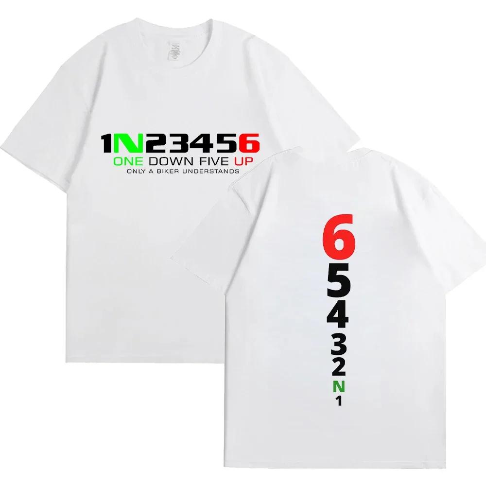 Double Sided Print Vintage TShirts for Men Manual Transmission 1N23456 Motorcycle Speed Top Oversized Tee Hip Hop Male Clothes