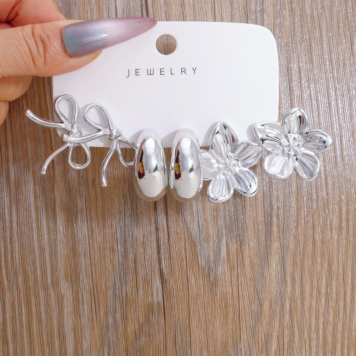 European  American Fashion Women s Retro Geometric Flower Bow Earring Set 8 цветов