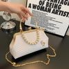 Luxury Designer Women White Shoulder Bags Gold Silver Crossbody Bags Pearl Evening Clutch Chain Shell Clip Party Handbags