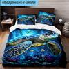 Cartoon Sea Turtle Artwork 3pcs Bedding,Including 1pc Duvet Cover And 2pcs Pillowcases Perfect for Christmas,Ideal for Bedroom, Dormitory