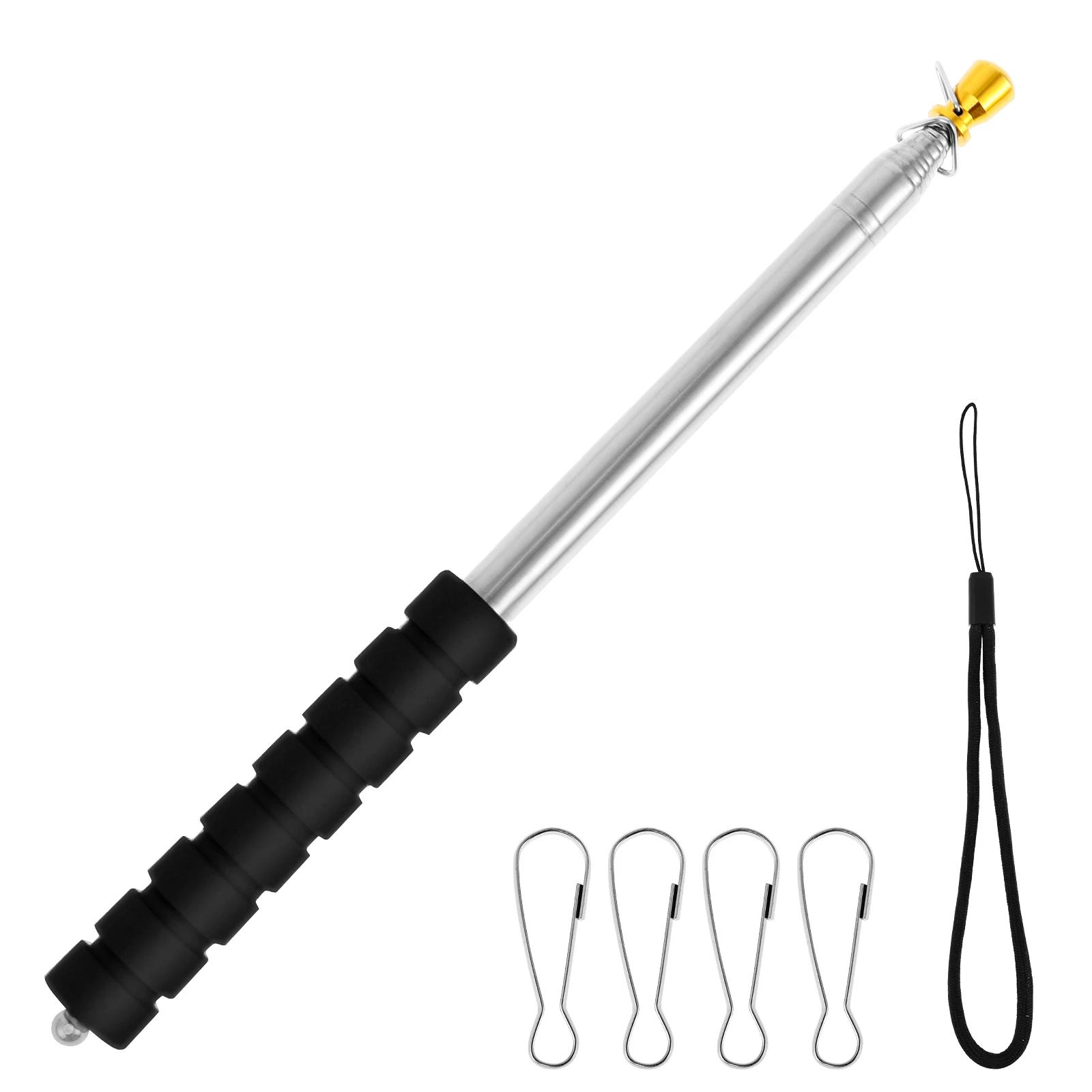 

2.5M Telescopic Handheld Flagpole Tour Guide Flag Pole Stainless Steel Extendable Garden Banner Teachers Pointer Flag Pole чорний