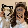 5Pcs Leopard Print Plush Cat Ear Headbands, A Cute Retro-Style Hair Accessory For Women, Suitable For Makeup, Face Washing, And Outdoor Use