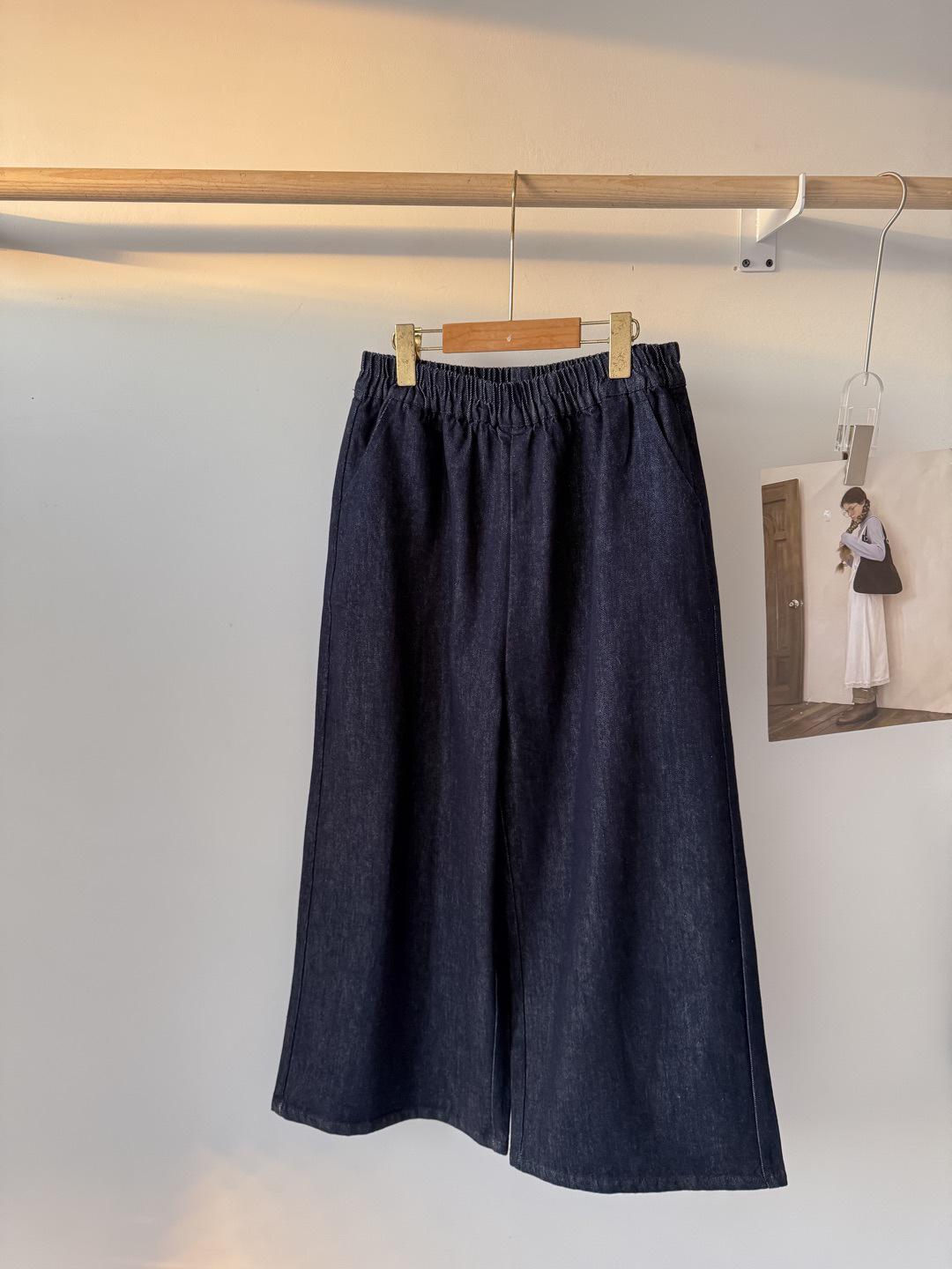 

Spring Arrival: Slimming Elastic Waist Straight Jeans - Versatile, Casual Wide-Leg Pants L (110-140 lbs) джинсовый синий