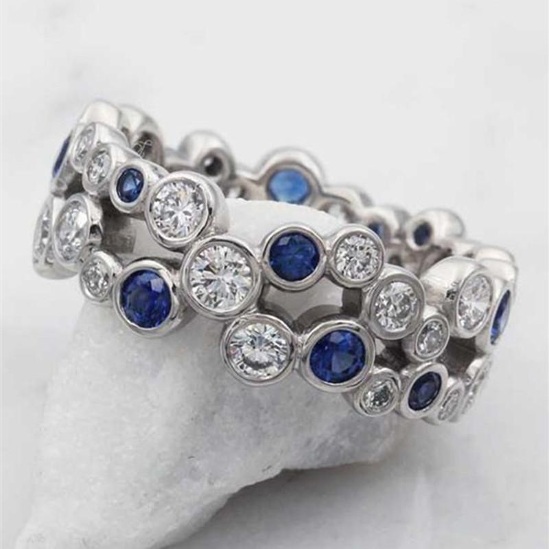 

Huitan Fashion White/Blue Circonie Women Rings Color Band Special-interested Wedding Accessories New Trend Jewelry 8