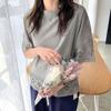 Damen Casual T-Shirt Rundhalsausschnitt Hohle Spitzennähte Halbarm Pullover Tops Einfarbig Lockere Passform Sommer Tops