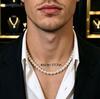 Men's Classic Elegant White Pearl Necklace - Versatile Accessory for Casual and Business Wear