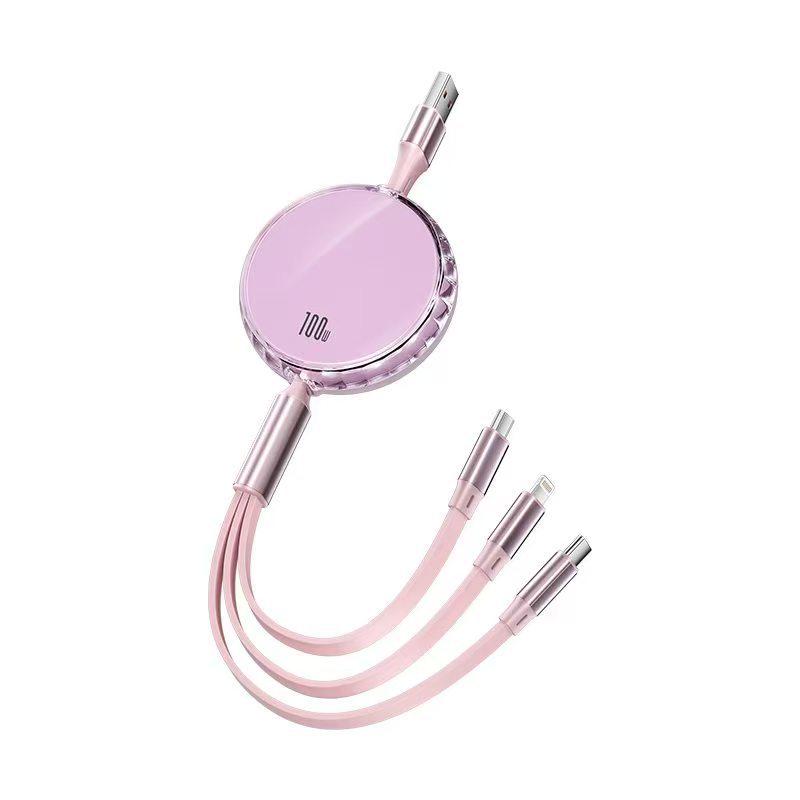 100W Type-C 3-in-1 Fast Charging Cable for Huawei, Android, and Apple Devices