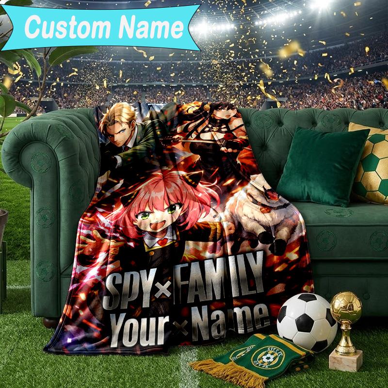 Custom Name Blanket Fantasy Battle Anya Blanket Bedding Blanket for Travel, Camping, Living Rooms, Offices, Sofas, Fan Christmas Gift