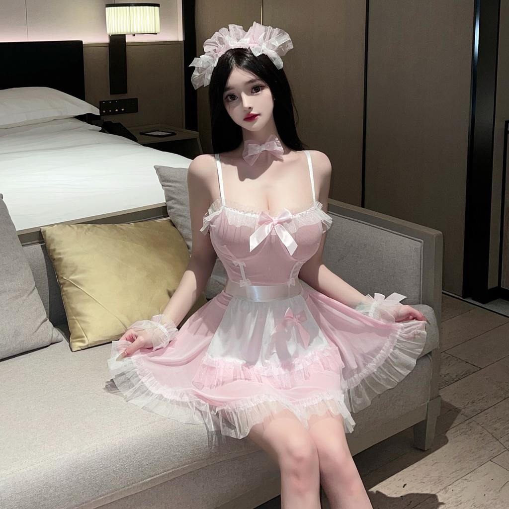 Sexy Lingerie Sexy Pink Cute Maid Steel Tray Gathers Hot Uniform Temptation Pajamas Wholesale