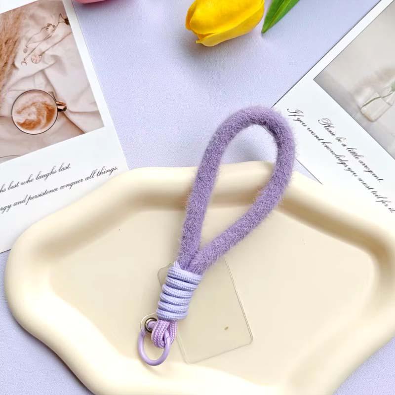 Colorful Plush Phone Wrist Strap Keychain - Anti-Lost Fashion Charm